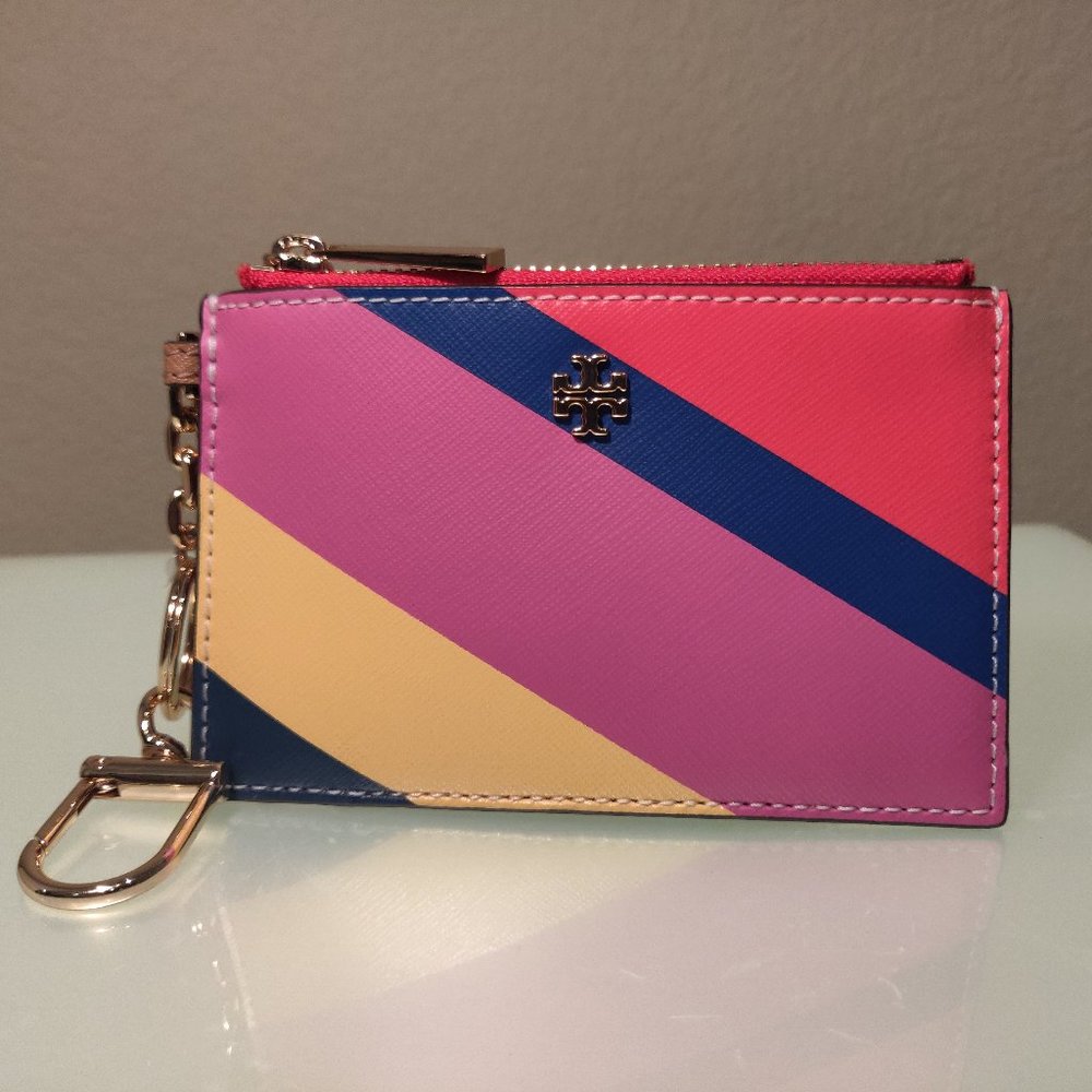 NWT Tory Burch Emerson Multi Stripe Case Key Ring